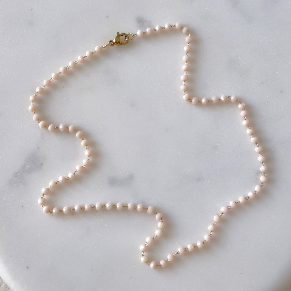 Micro Crystal Necklace Baby Beige