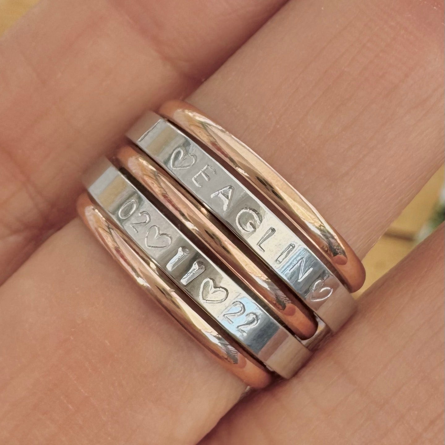 Hand Stamped Personalized rings