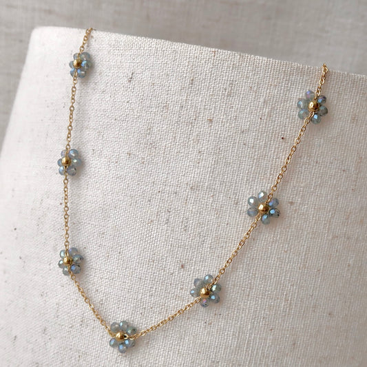 Floating Daisy Necklace Sparkling Night Sky Crystals