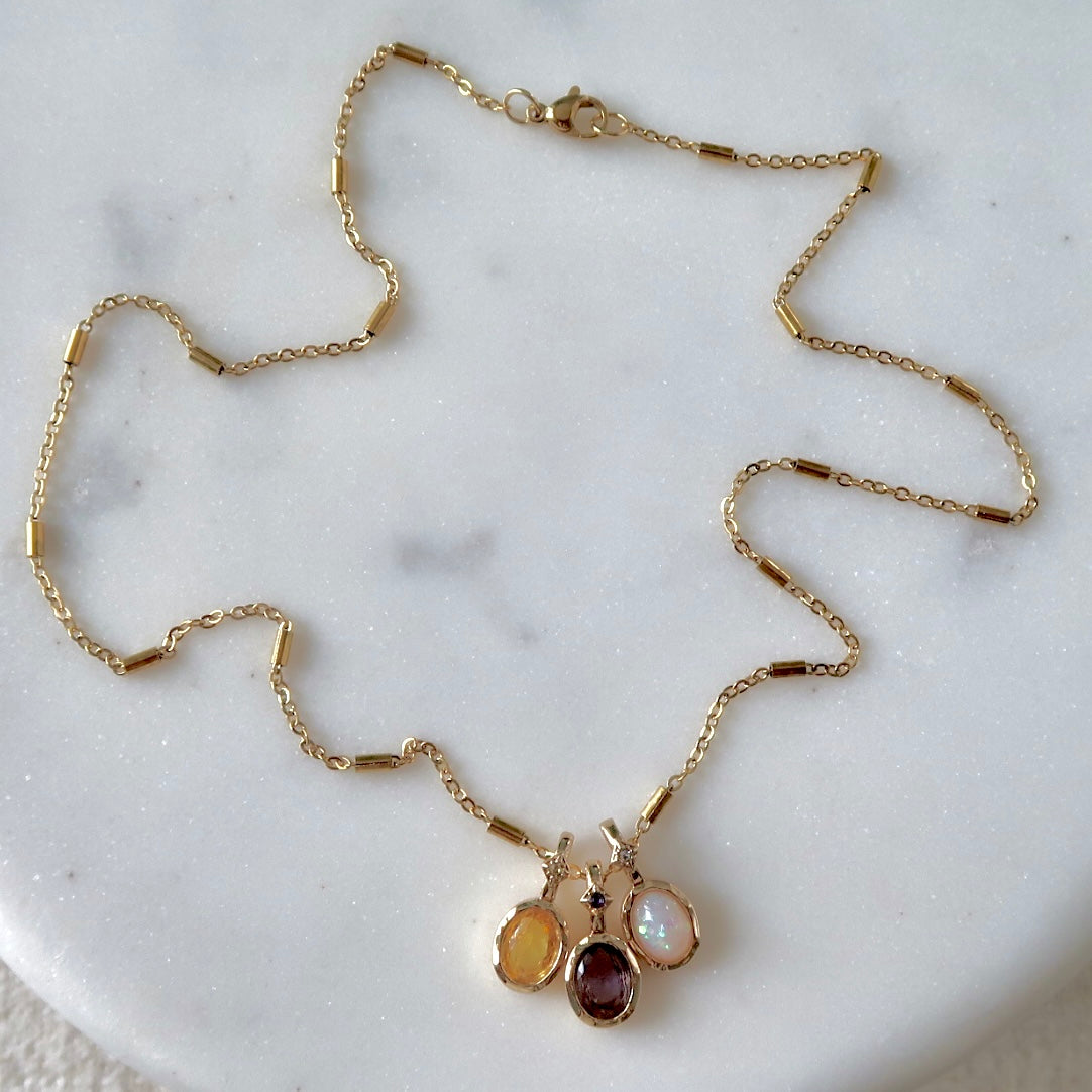 Birthstone Necklace Bar Chain