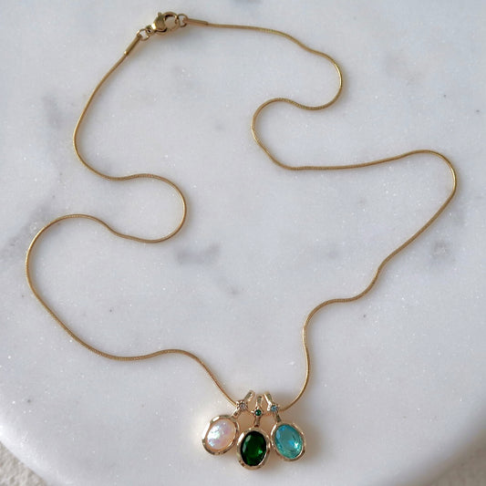 Birthstone Necklace Snake Chain