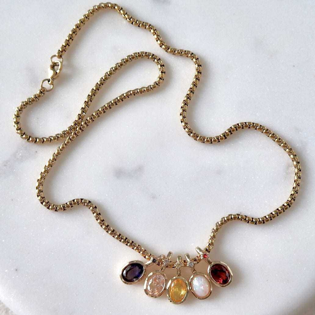 Birthstone Necklace Rolo Chain