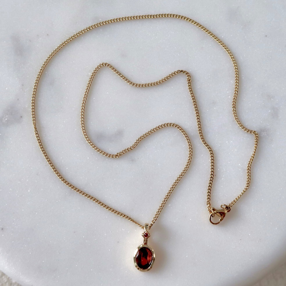Birthstone Necklace Baby Curb Chain