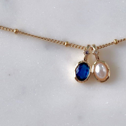 Birthstone Necklace Dot Chain