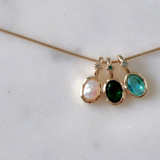 Birthstone Necklace Snake Chain