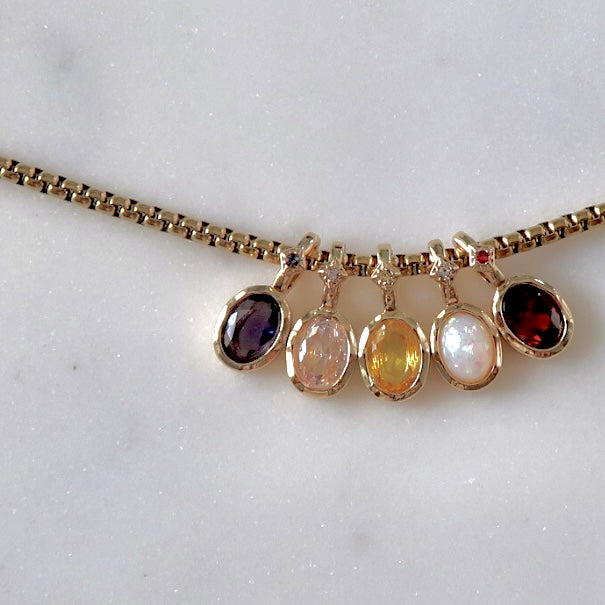 Birthstone Necklace Rolo Chain