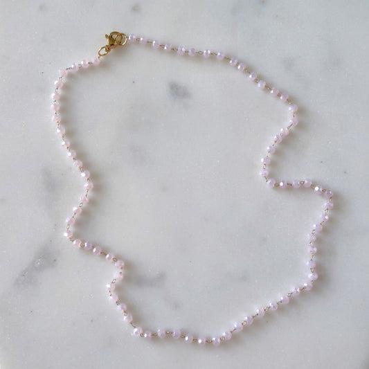 Micro Crystal Necklace Powder Pink