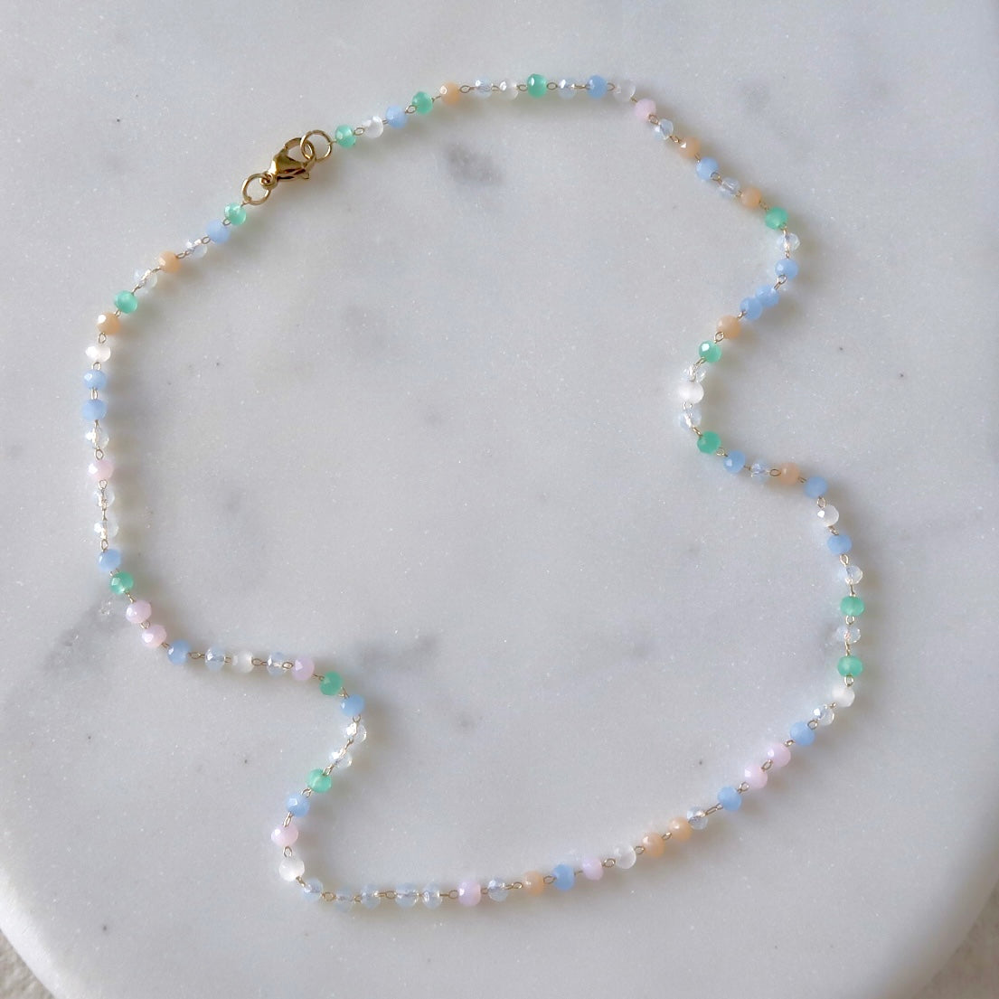 Micro Crystal Necklace Seafoam