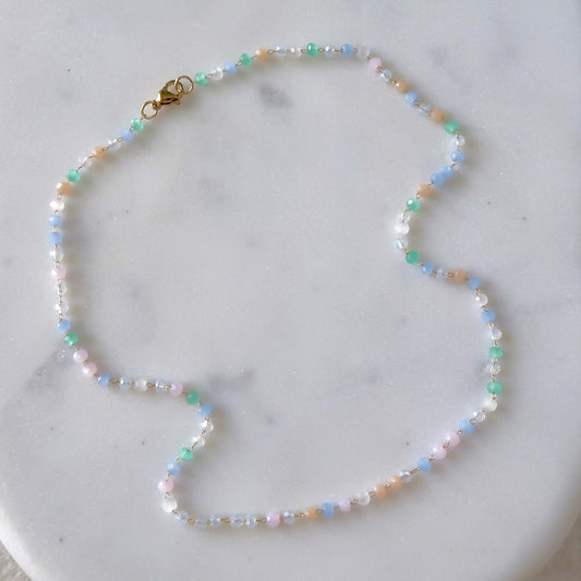 Micro Crystal Necklace Seafoam