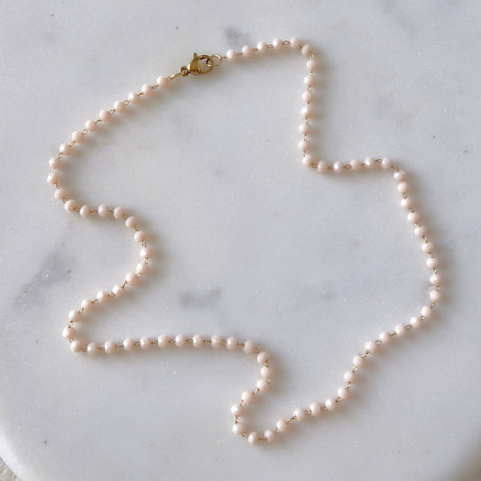 Micro Crystal Necklace Baby Beige