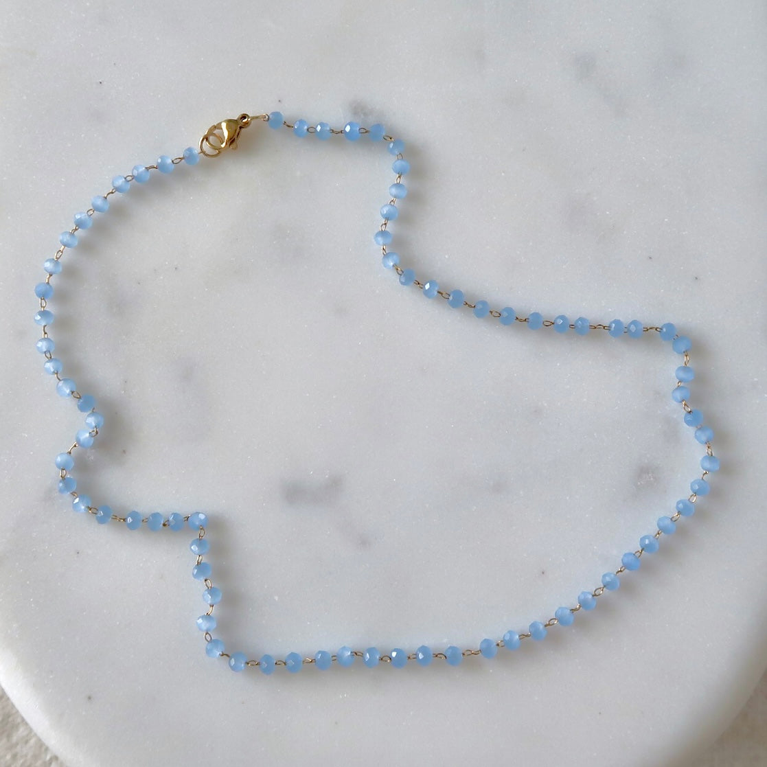 Micro Crystal Necklace Powder Blue