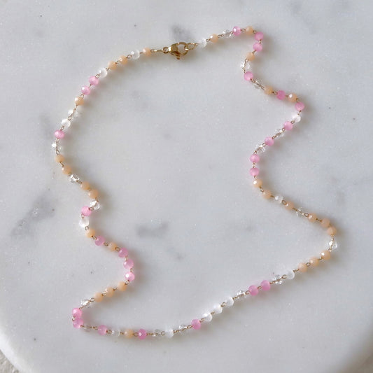 Micro Crystal Necklace Pink Sunrise