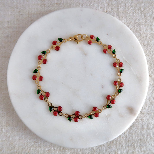 Cherry on Top Bracelet Red Glitter
