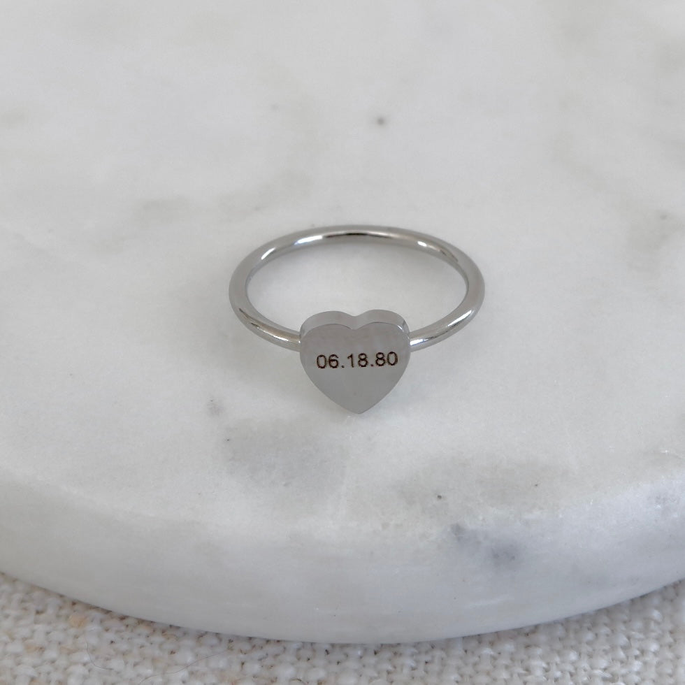 Engraved Heart Date Ring