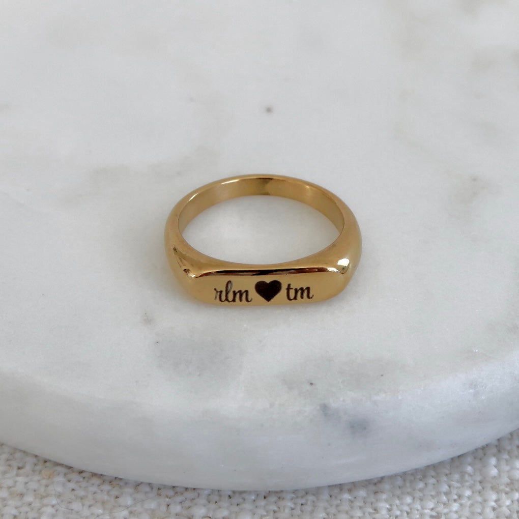 Engraved Initials Signet Ring