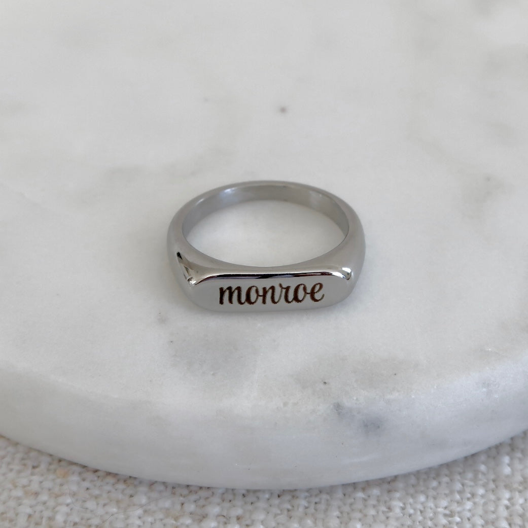 Engraved Name Signet Ring