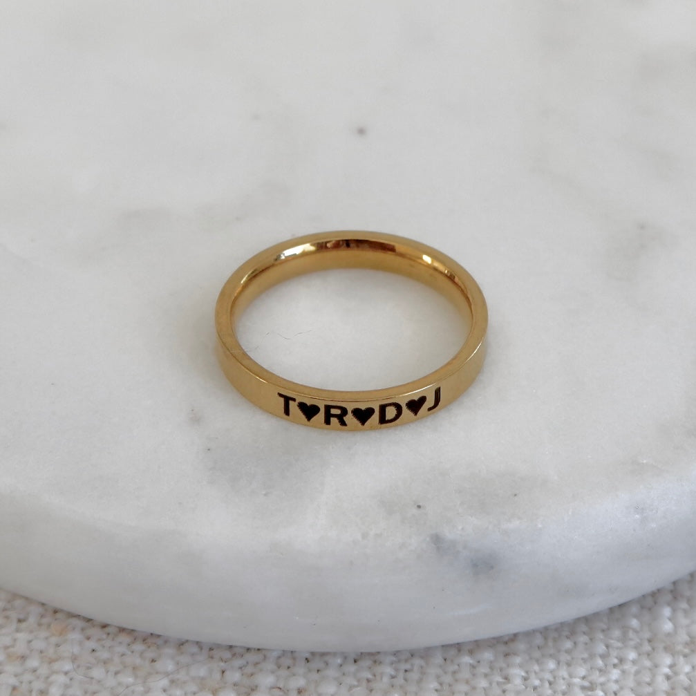 Engraved Band Initials Ring