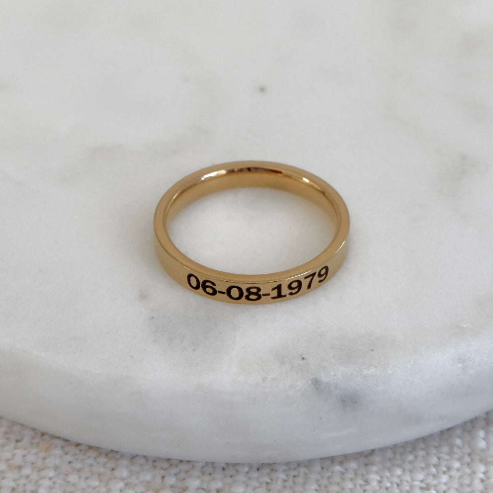 Engraved Band Date Ring