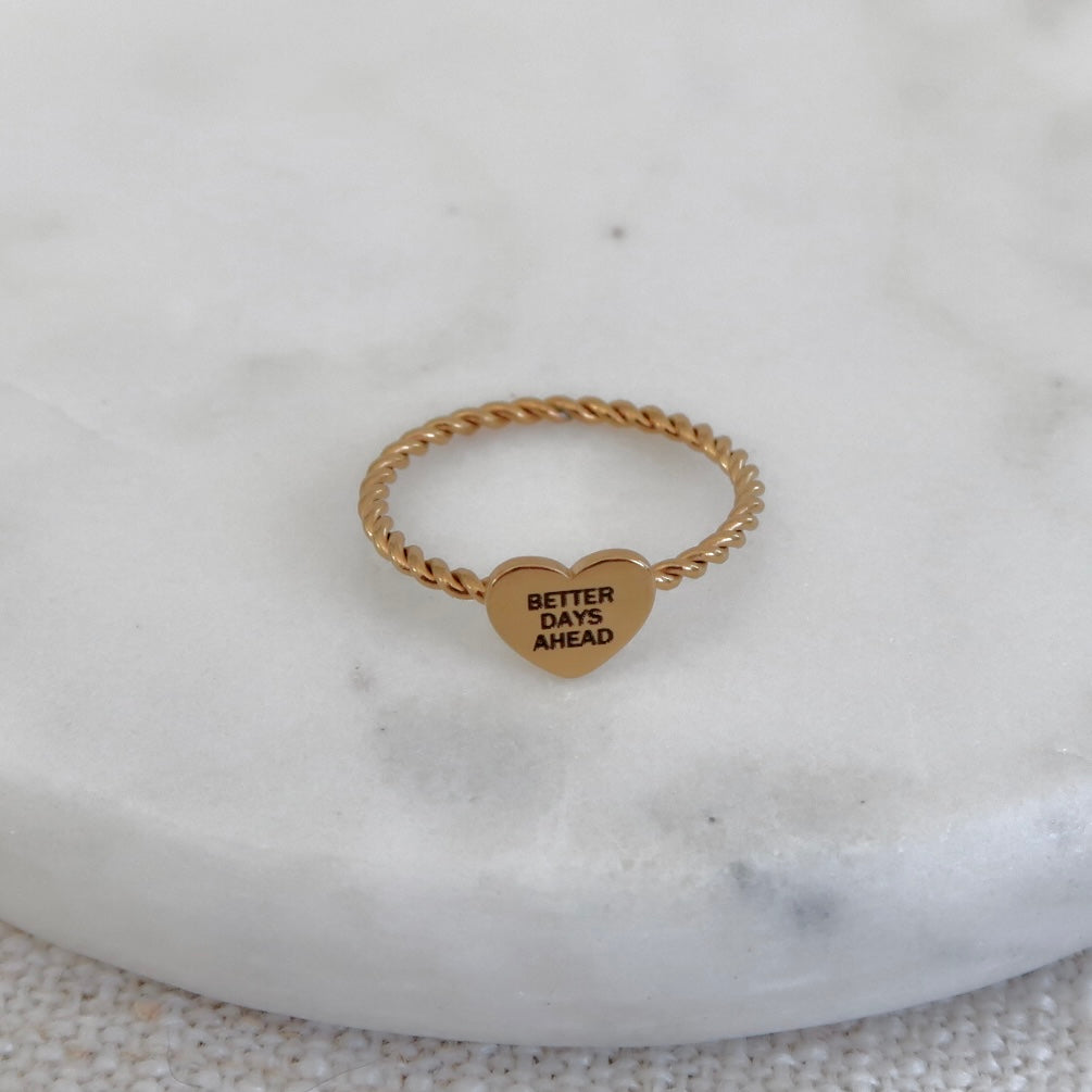 Engraved Heart Name Ring Rope Band