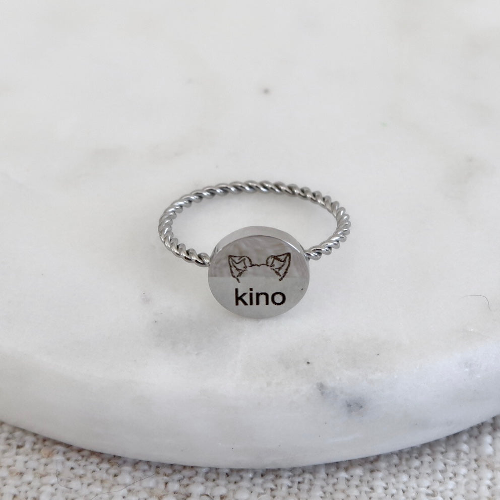 Engraved Circle Dog Ear Rope Band Ring