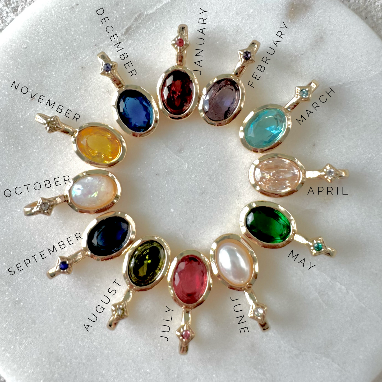 Birthstone Necklace Baby Curb Chain