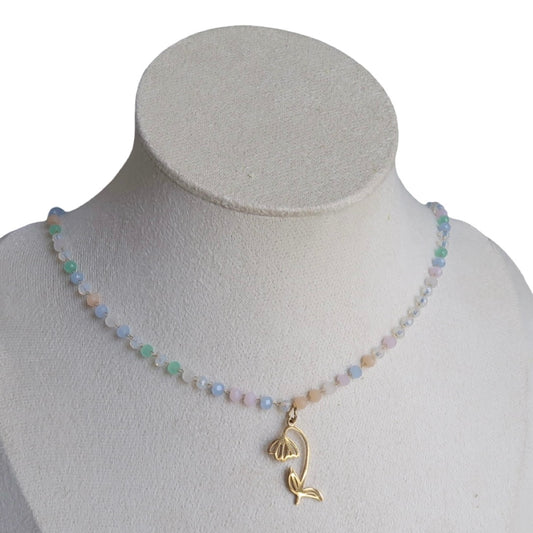 Birth Flower Charm Micro Crystal Necklace 1 charm