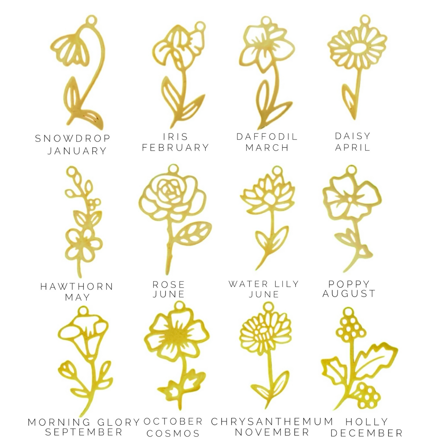 Birth Flower Charm Micro Crystal Necklace 1 charm