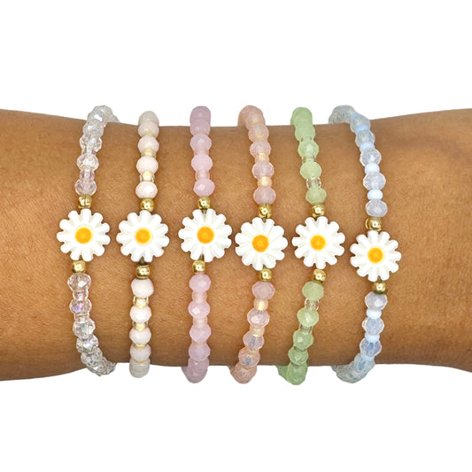 Beaded Crystal Daisy Bracelet