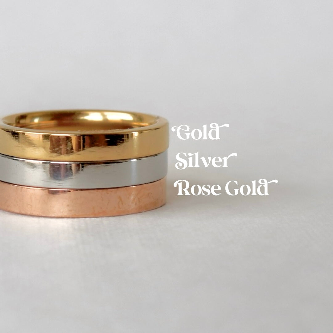 Engraved Band Couples Name Ring